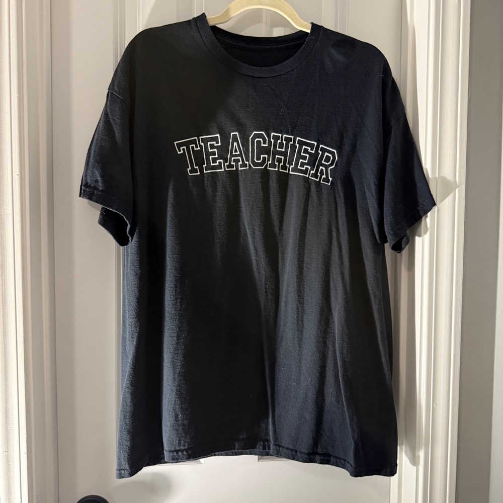 Charcoal Gray “Teacher" Short Sleeve Tee (EMBROIDERED)